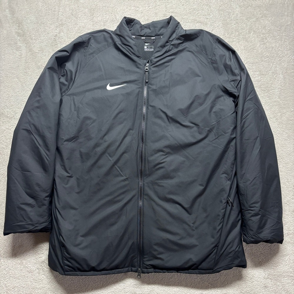 Nike Jacket Mens L Goose Down Puffer Black Insulated Full Zip Swoosh EUC